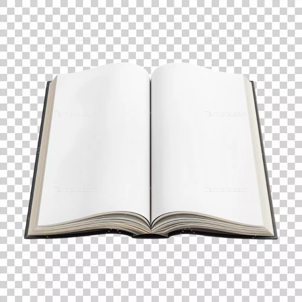 کتاب صفحات خالی با پس‌زمینه شفاف و مینیمالیستی