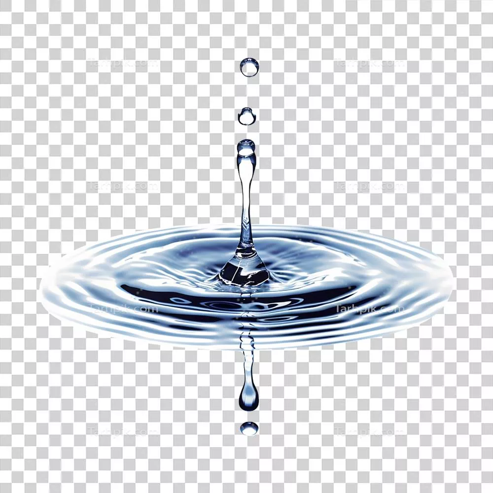 قطره آب spilled شده بر روی پسزمینه شفاف و جداافتاده