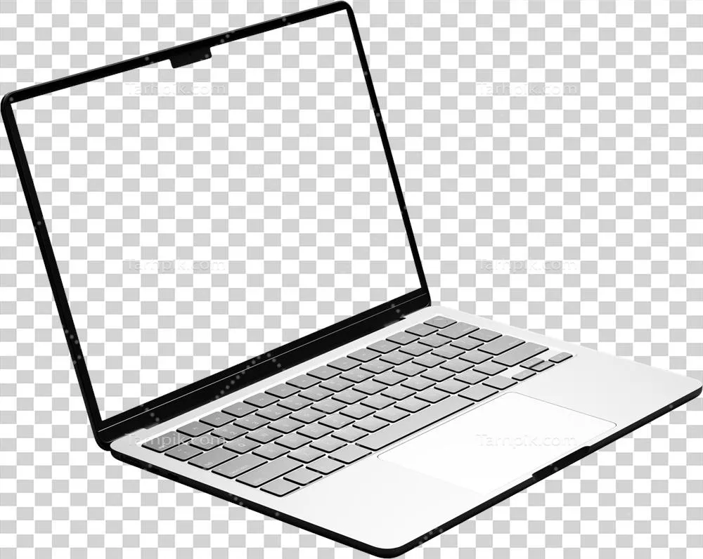 لپتاپ جداسازی شده با صفحه نمایش خالی در فضای خالی
