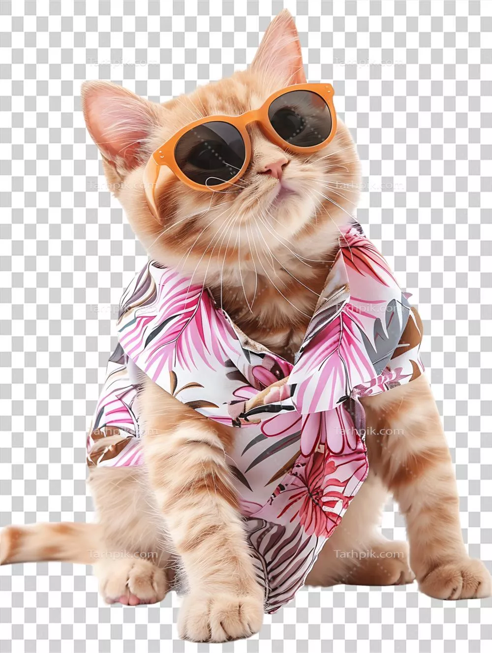 عینک آفتابی با طراحی گربه‌ای در پس‌زمینه شفاف