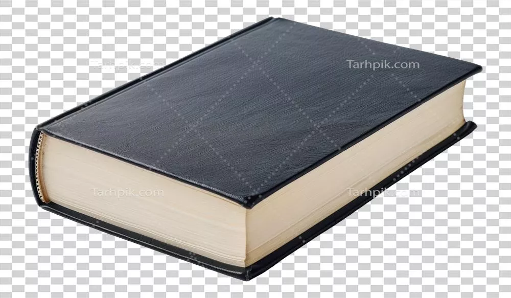کتاب جلد سخت مشکی بسته با صفحات کرم رنگ و برش خورده