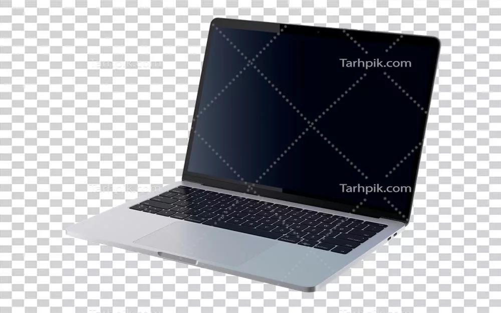 لپتاپ باز با رنگ خاکستری و سیاه در حالیکه صفحهنمایش سیاه است