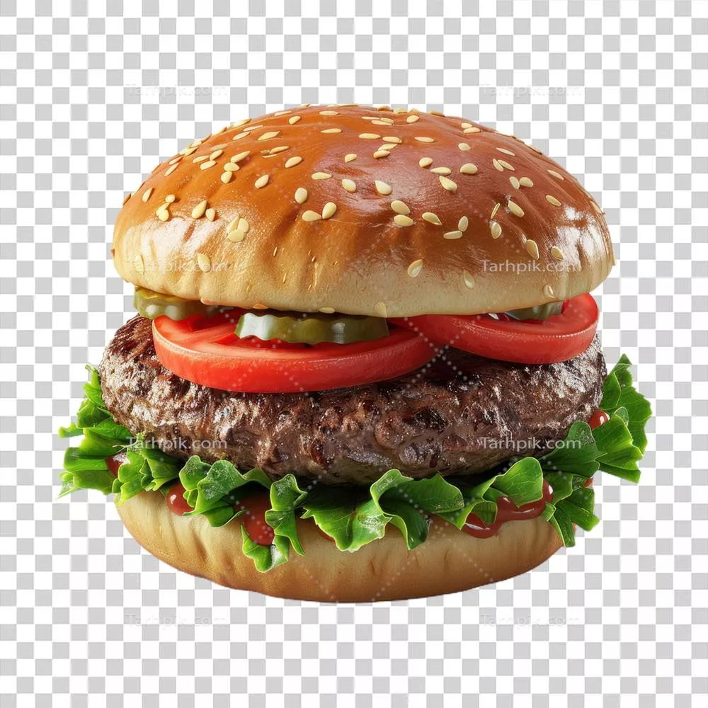 همبرگر آبدار با دانه های کنجد: طعمی بینظیر و دلپذیر