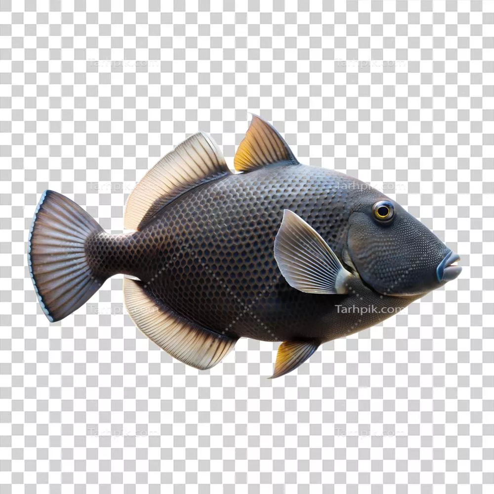 ماهی تریگر سیاه – تصویر جدا شده بر روی پسزمینه شفاف