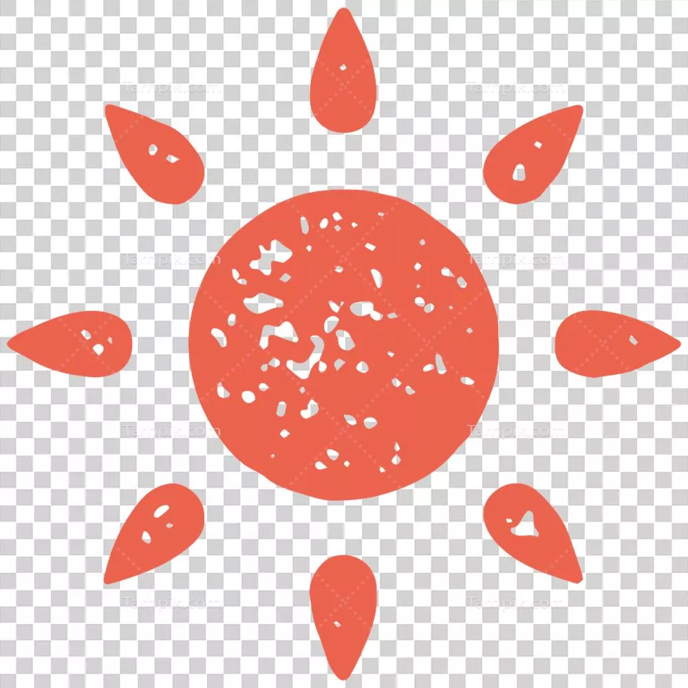 طراحى گرافيكى نماد تعطيلات تابستانى با خورشيد قرمز مينمالیستی و پرتوهاى تزئينى