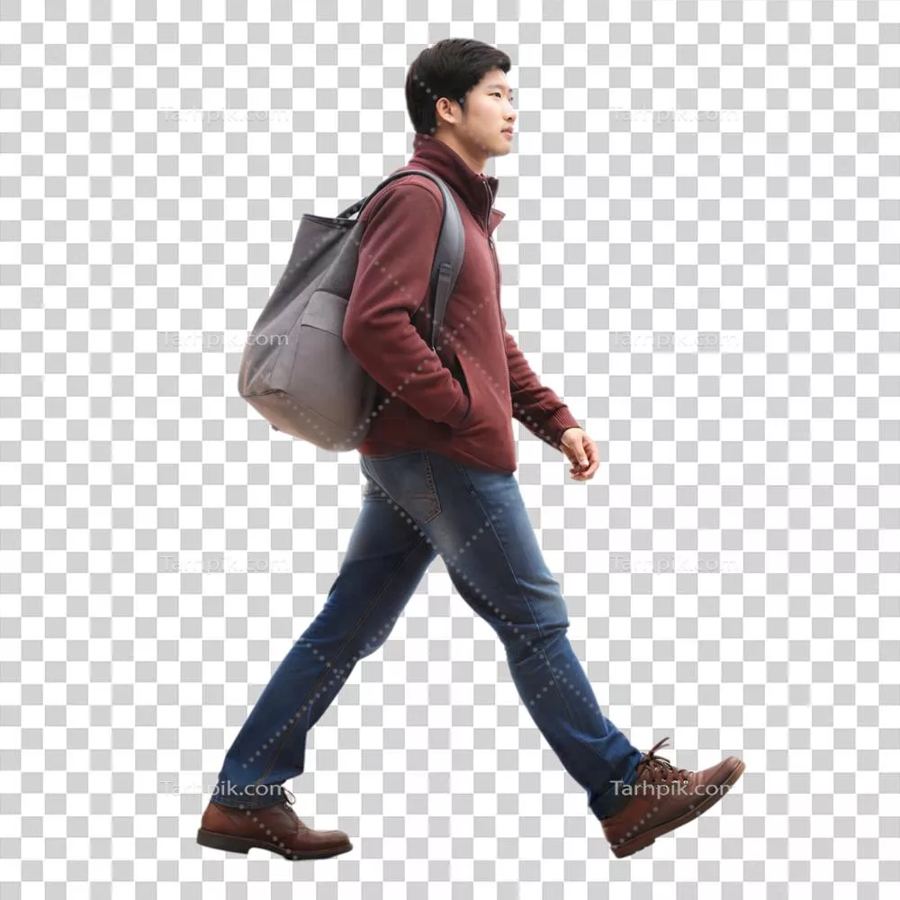 مردی که با کوله‌پشتی در حال قدم زدن و کاوش casually می‌باشد