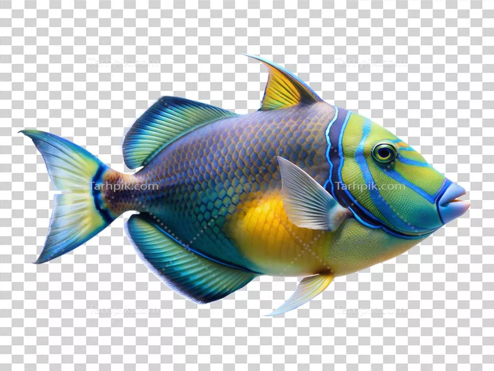 ماهى ملکهي تیرانداز در پسزمینهی شفاف و منحصر به فرد