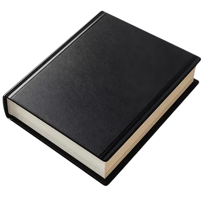 کتاب سیاه با صفحات سفید و پسزمینه شفاف
