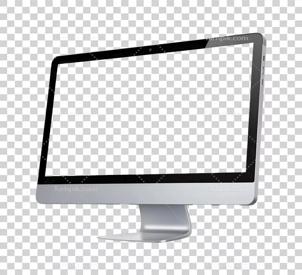 سیستم کامپیوتری مدرن و شیک با صفحه نمایش خالی در دفتر کار خانگی