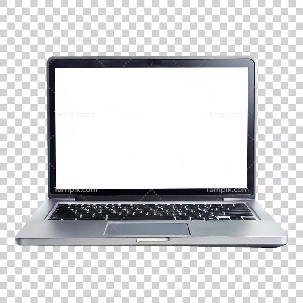 یک لپ تاپ کامپیوتری با صفحه نمایشی سفید در جلو و ویژگی‌های شگفت‌انگیز
