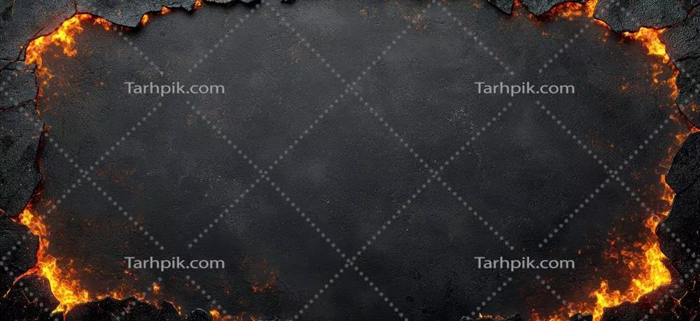 پس‌زمینه سیاه با شعله‌ها و یک قاب مربع زیبا