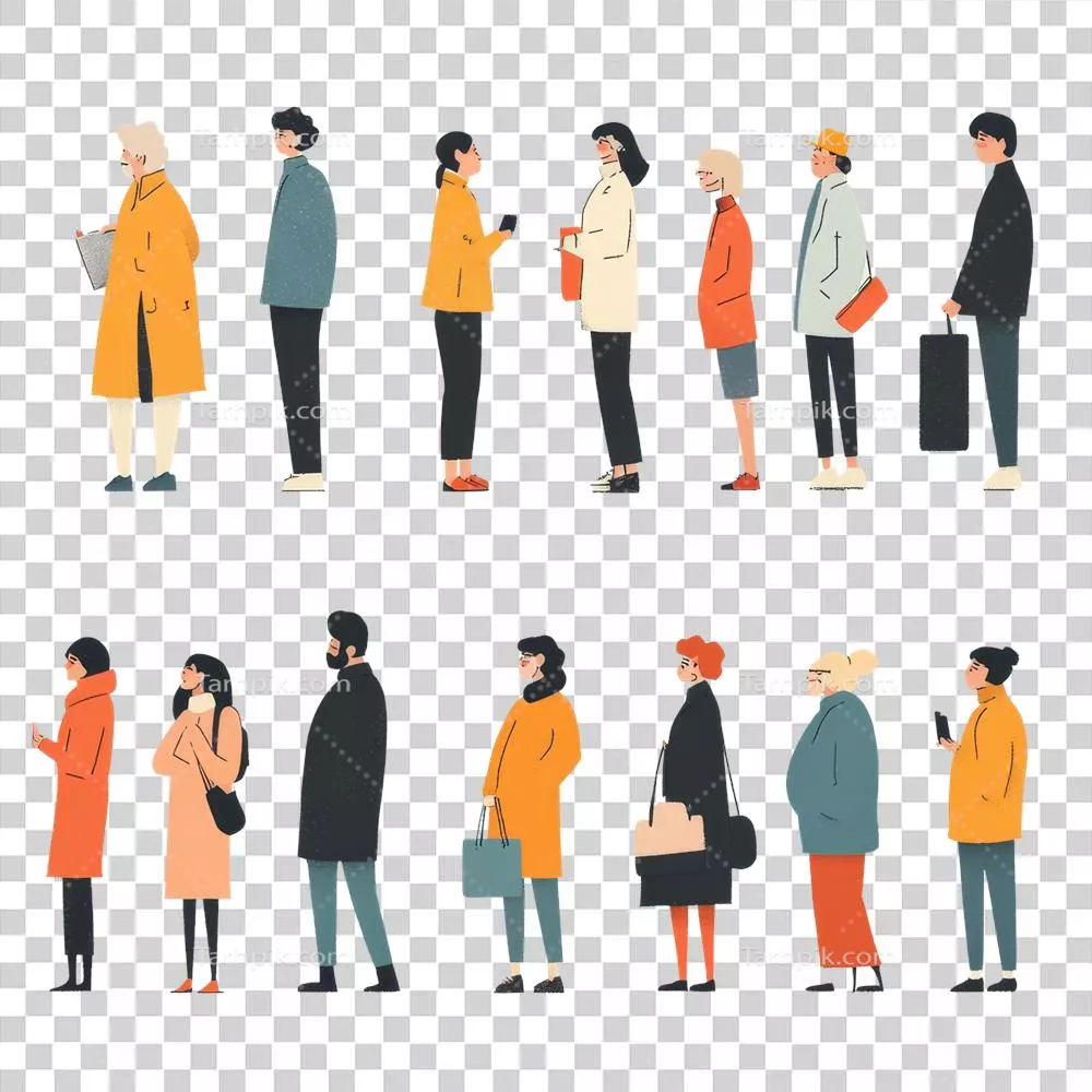 گروه متنوعی از افراد در حال انتظار برای یک رویداد در یک مکان شاداب در بعدازظهر