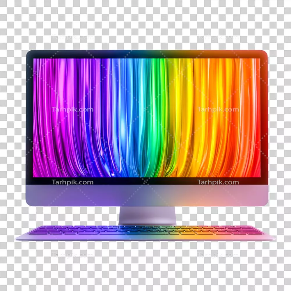 نمایشگر کامپیوتری با طرحهای انتزاعی زنده و رنگارنگ