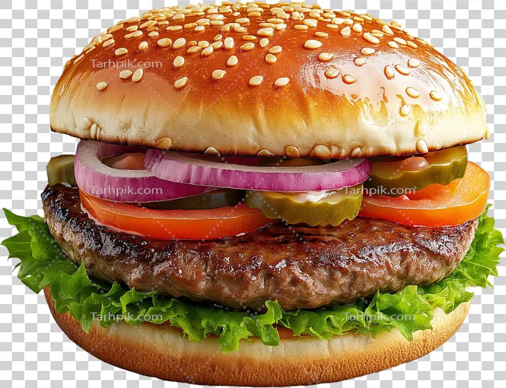 همبرگر جداسازی شده با کاهو و گوجه‌فرنگی - طعم دلپذیر و جذاب