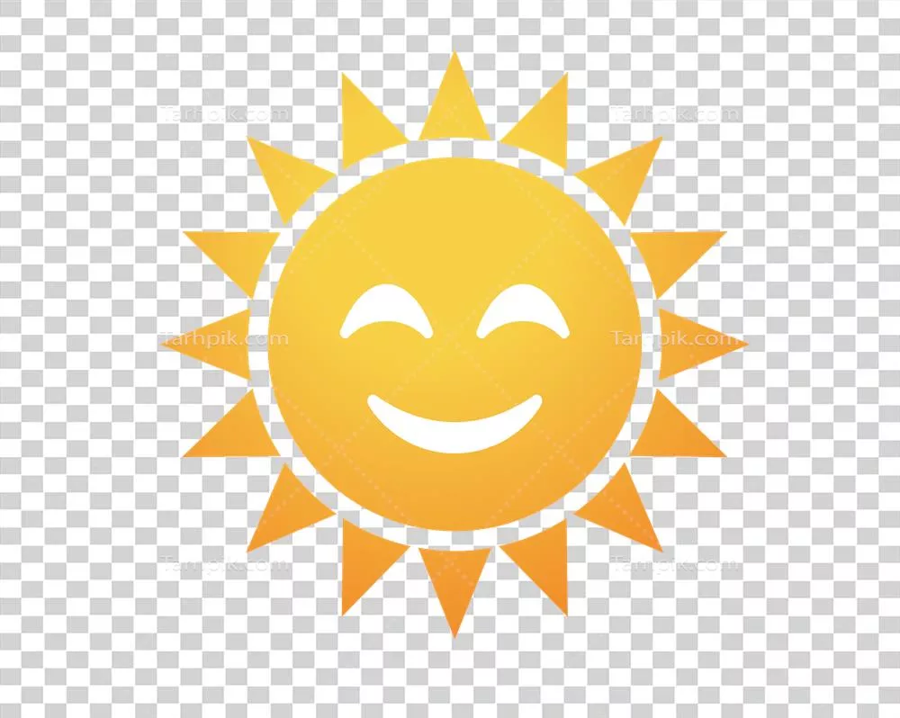 آیکون خورشید نارنجی با رنگ گرادیانی و چهره خندان