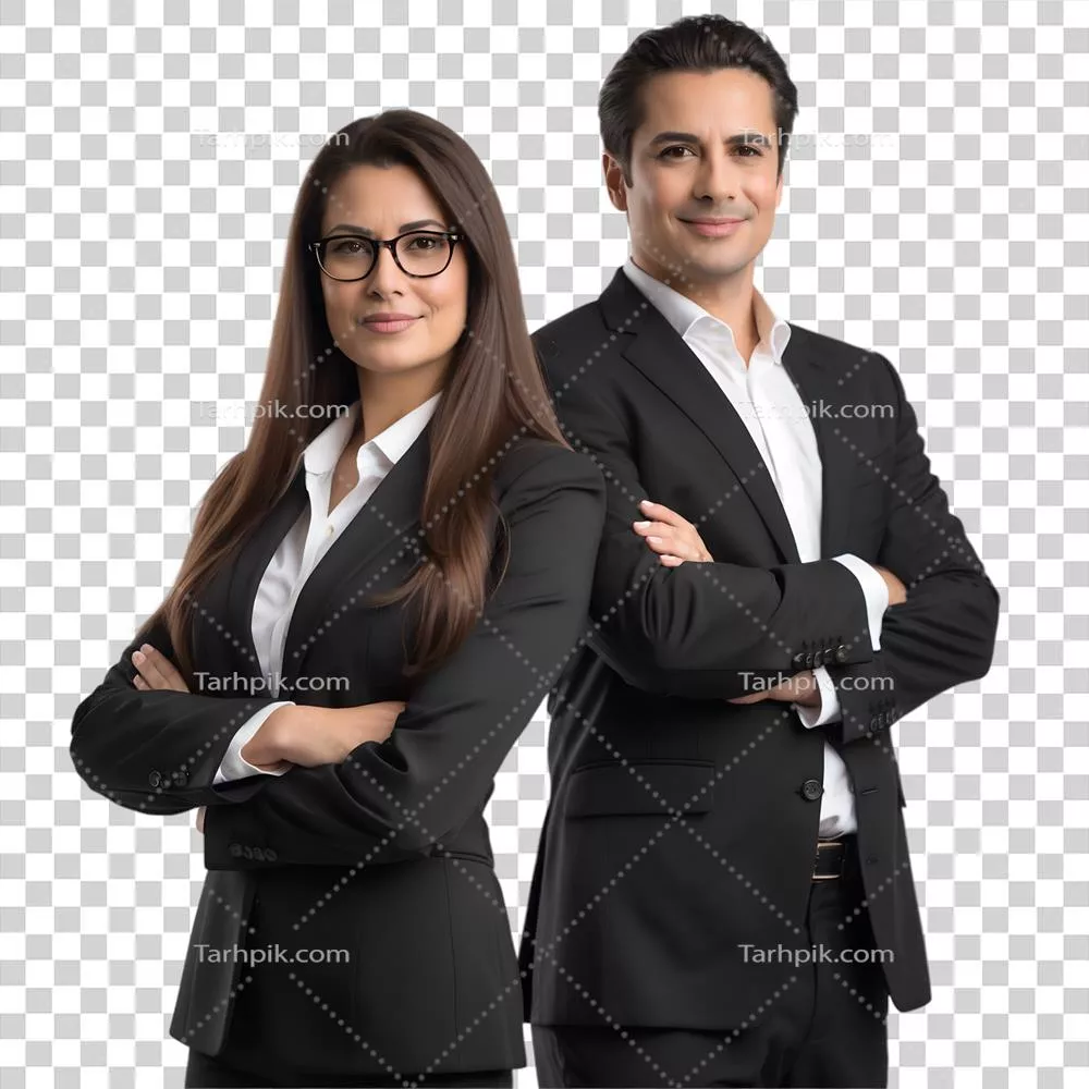 دو نفر از کسب و کار با کت و شلوار و عینک در محیط حرفهای