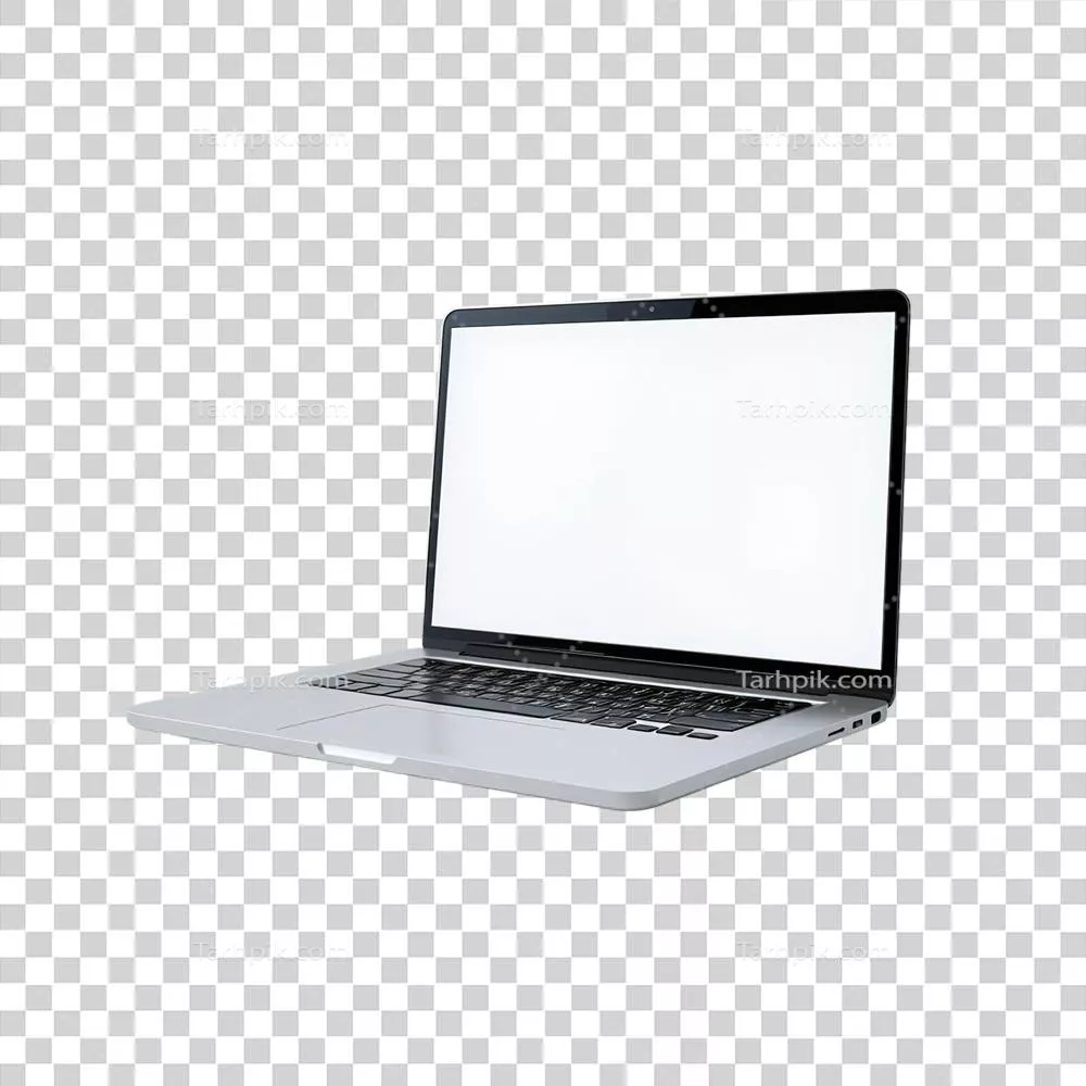لپ تاپ نقره ای مدرن با صفحه نمایش خالی و طراحی شیک