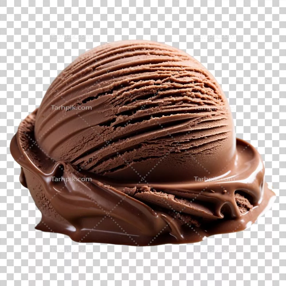اسکوپ شکلاتی خوشمزه بستنی روی پسزمینه شفاف برای منوها