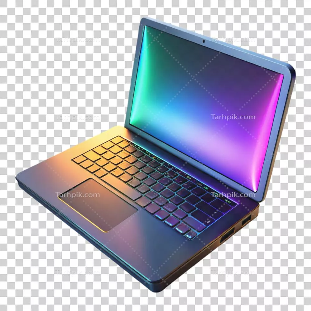 لپتاپ گیمینگ شگفت‌انگیز آرت دکو با کیبورد RGB و پس‌زمینه شفاف