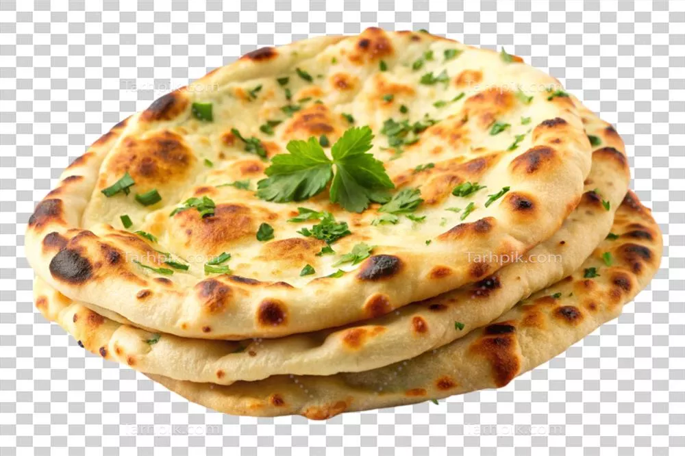 نان باطل تازه پخته شده با تزئینات گشنیز، مناسب برای تمهای غذایی سنتی