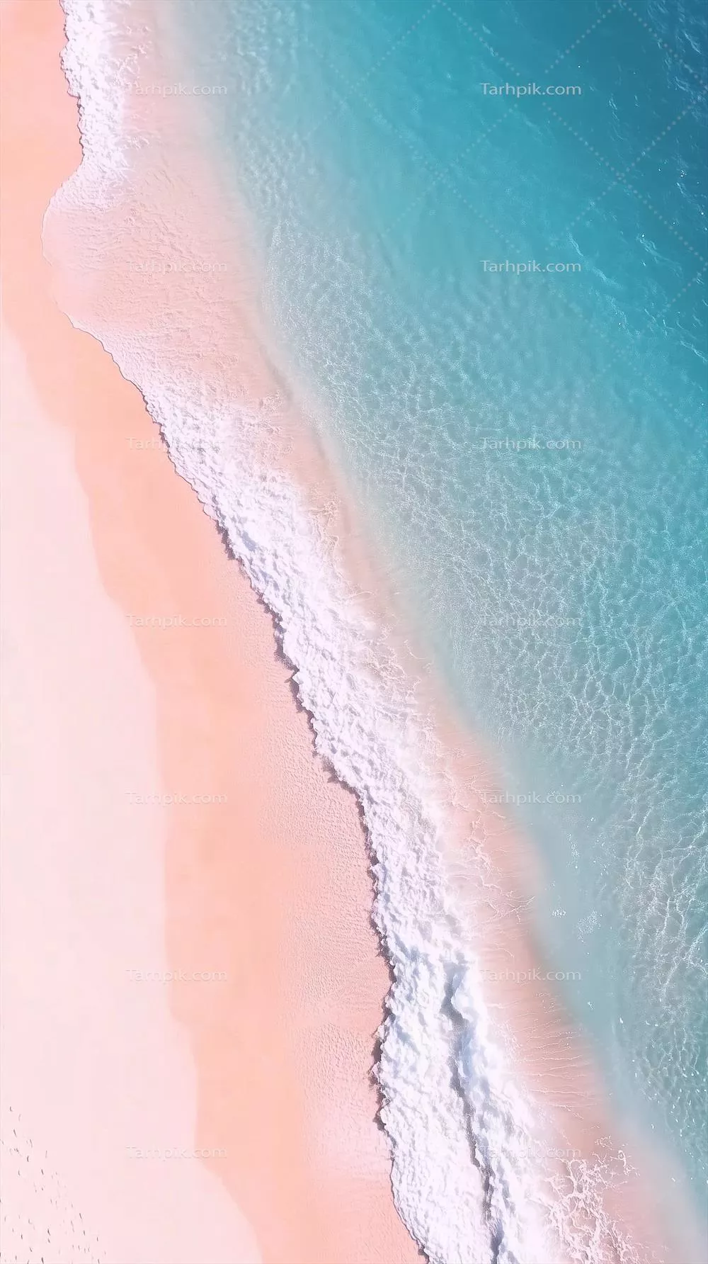 مناظر زیبای سواحل و اقیانوس با دید هوایی دلفین از Drone و ماسه صورتی