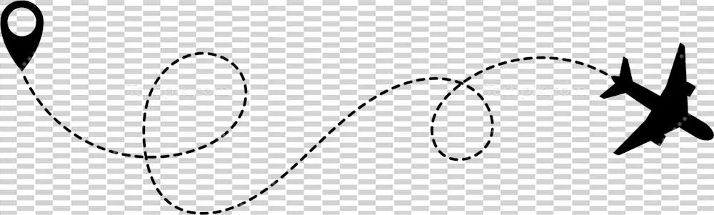 تصویر کلیپ آرت از مسیر سفر با هواپیما برای طراحی و مصارف تجاری