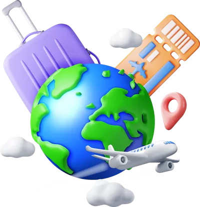 کیف سفری بلیط هوایی 3D با طراحی هواپیما و گلوب برای سفرهای جذاب