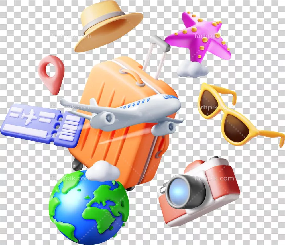 کیف سفر بلیط هواپیما 3D با تصویر زمین و هواپیما