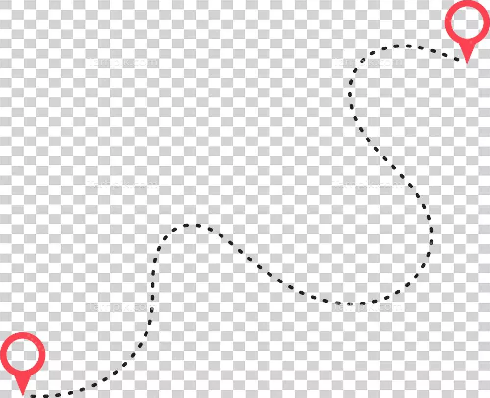 آیکون مسیر بین دو نقطه با خط نقطه چین و نشان موقعیت