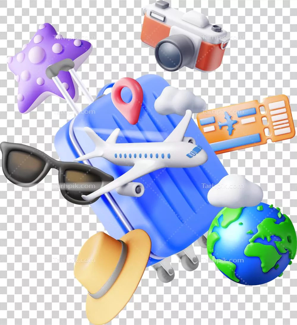 کیف سفر بلیط هواپیمایی 3D با طراحی کره زمین و هواپیما