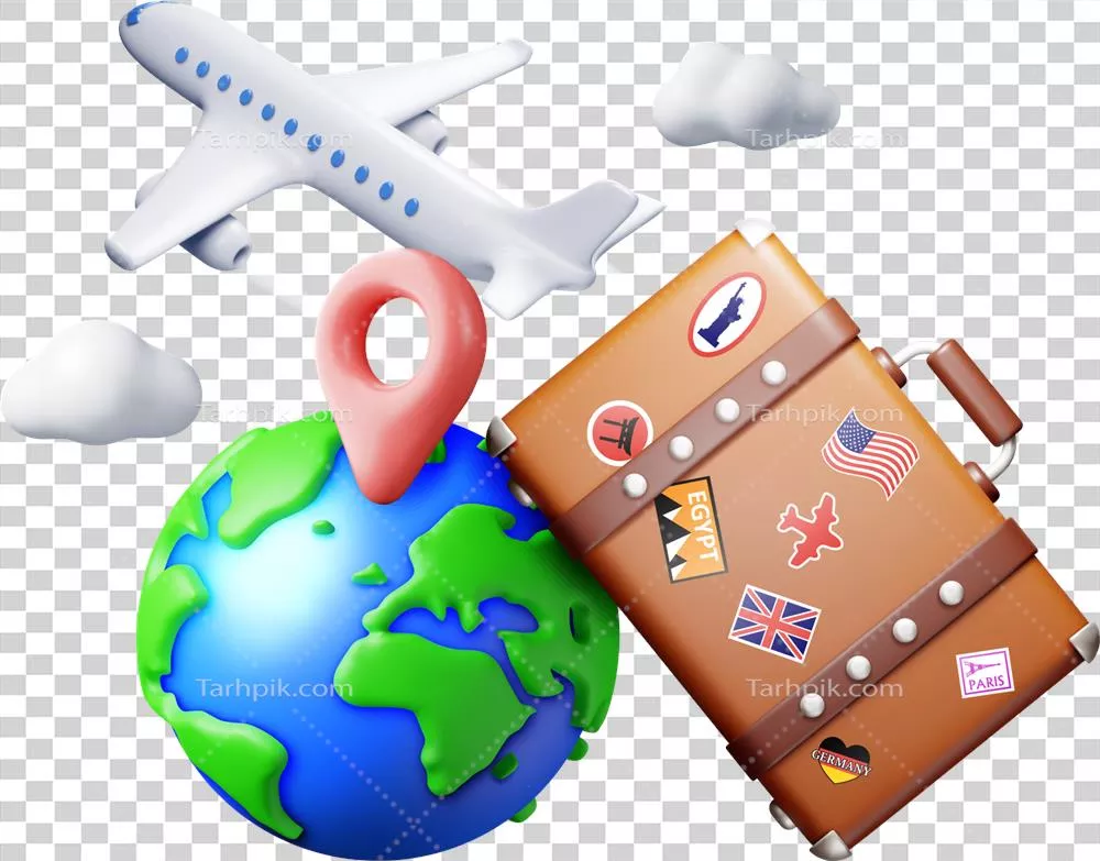 کیف سفر وینتج سه‌بعدی با کریدور و هواپیما - سفر به دور دنیا