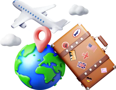کیف سفر وینتج سهبعدی با کریدور و هواپیما - سفر به دور دنیا