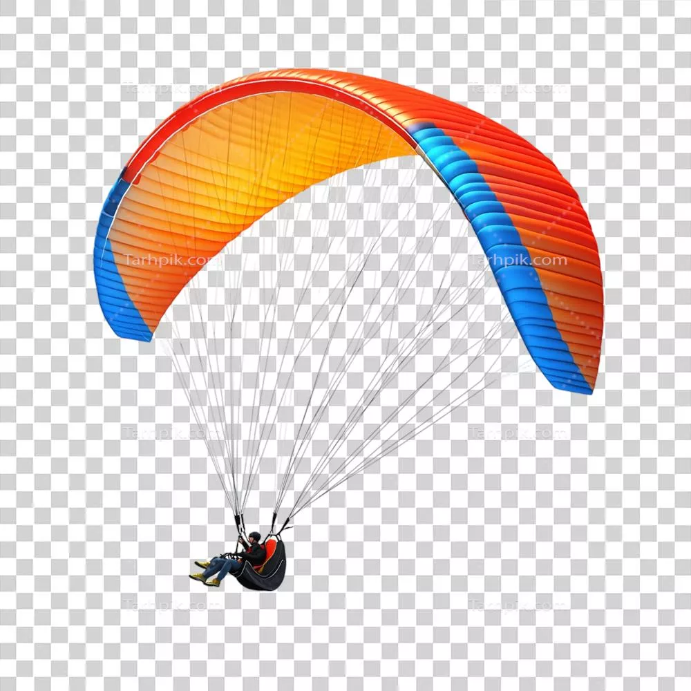 پاراگلایدینگ سه‌بعدی در حال پرواز بر فراز ساحل برای طراحی‌های ماجراجویانه و تم‌های سفر