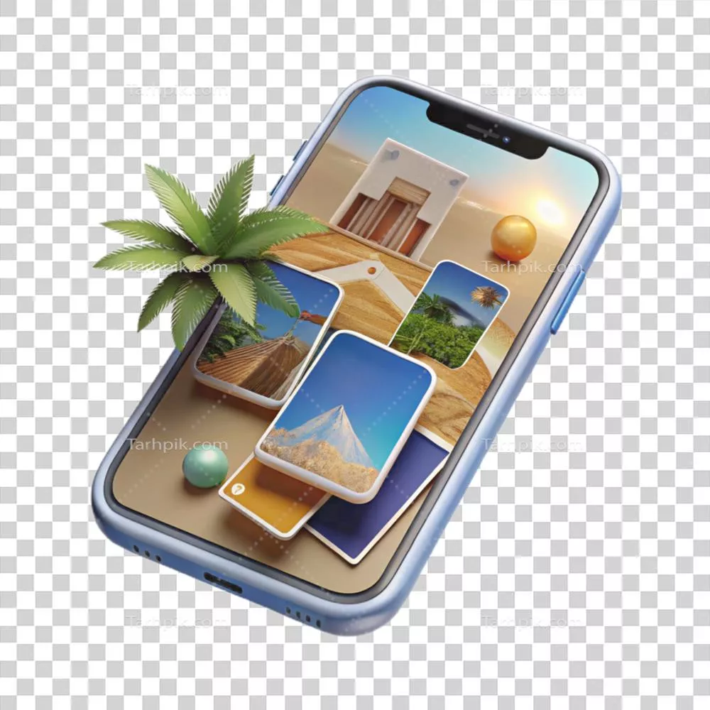 نمایش یک گوشی هوشمند مدرن و مینیمالیستی با اپلیکیشن سفر با کیفیت بالا