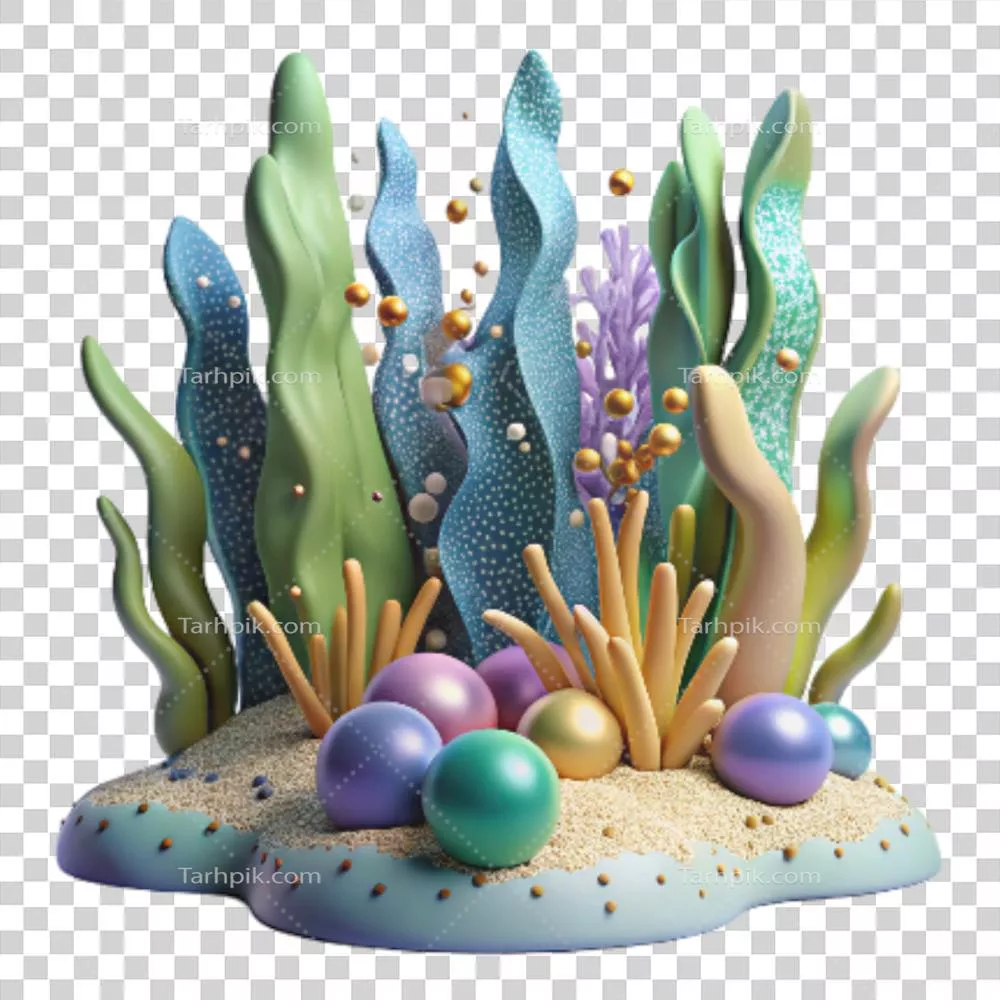 جنگل کلبه ای بازسازی شده دریا: هنر انتزاعی با پس‌زمینه شفاف و کیفیت بالا