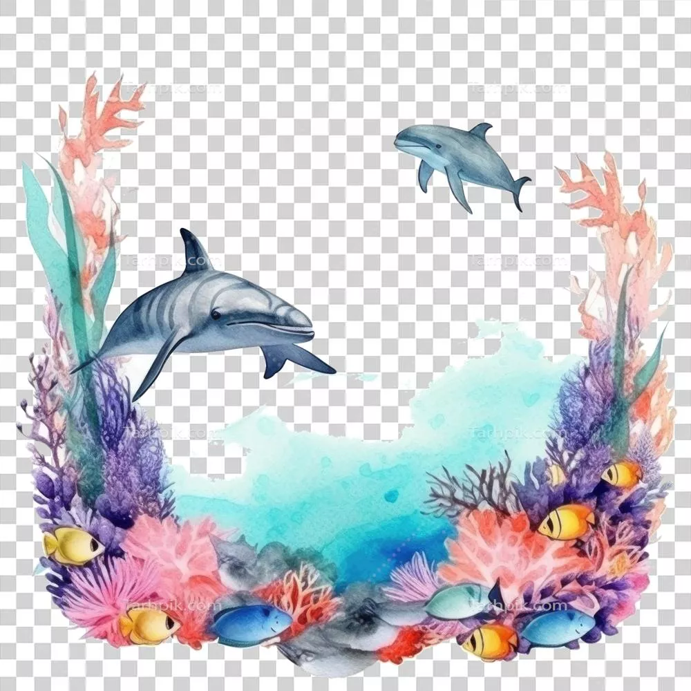 طرح زمینه آبرنگی برای روز جهانی اقیانوس‌ها با استفاده از هوش مصنوعی