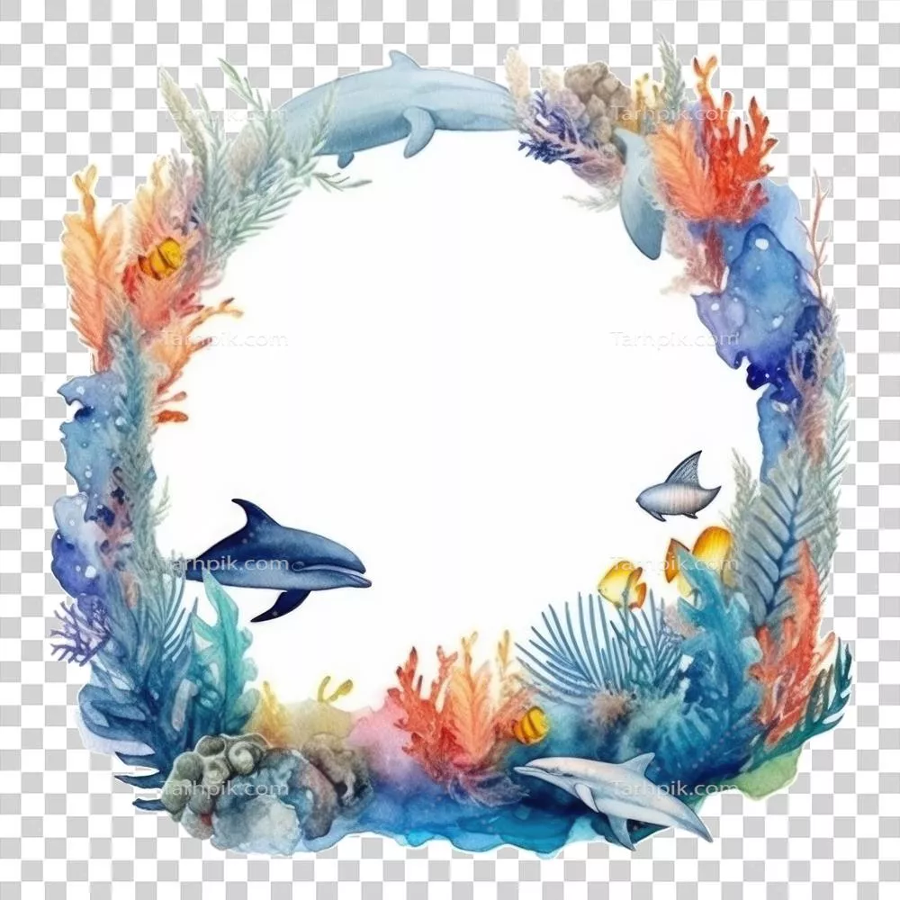 پس‌زمینه آبرنگی روز جهانی اقیانوس‌ها با طرح‌های تولیدشده با هوش مصنوعی