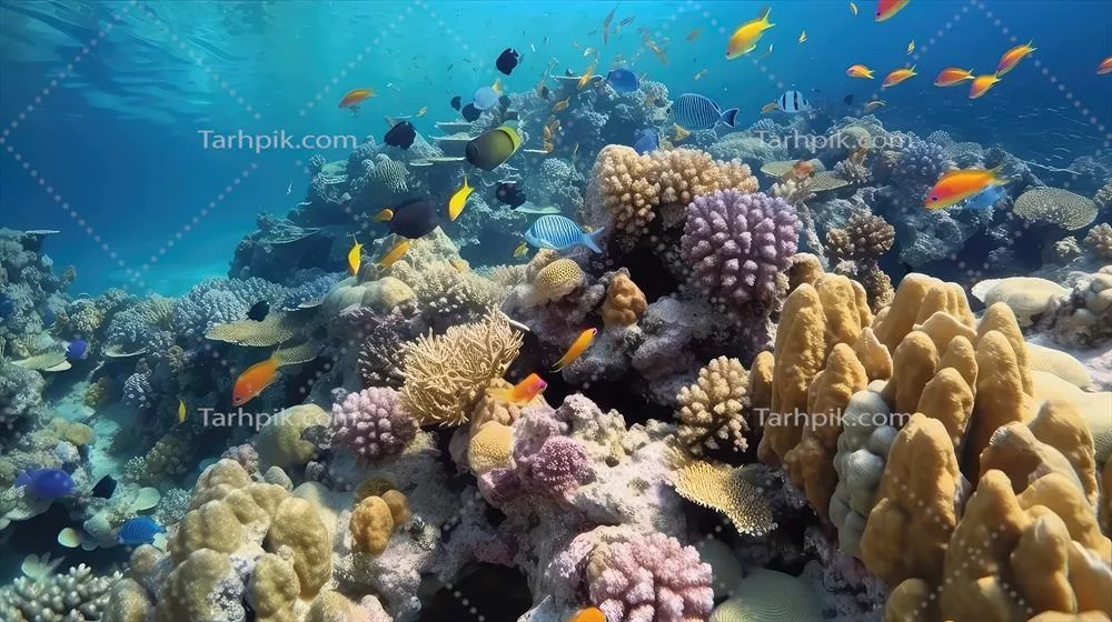 ماهی های رنگارنگ و زیبا در اکوسیستم دریایی زیر آب