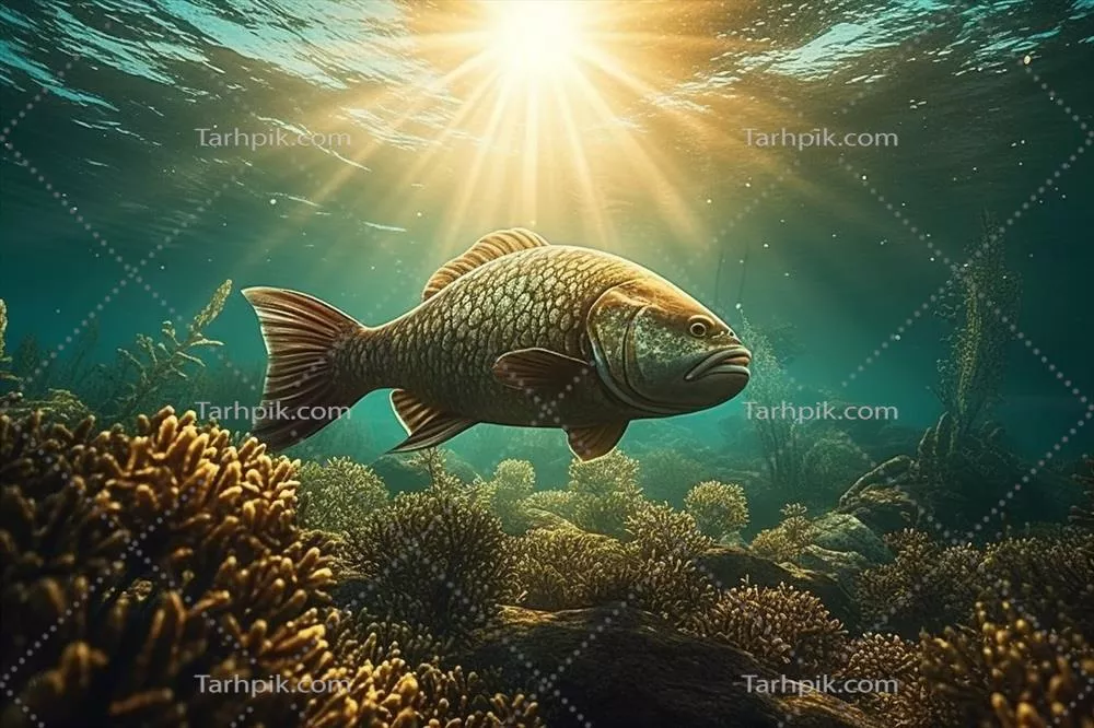 صحنه زیر آب با ماهی‌ها و مرجان‌ها - خلق شده با هوش مصنوعی