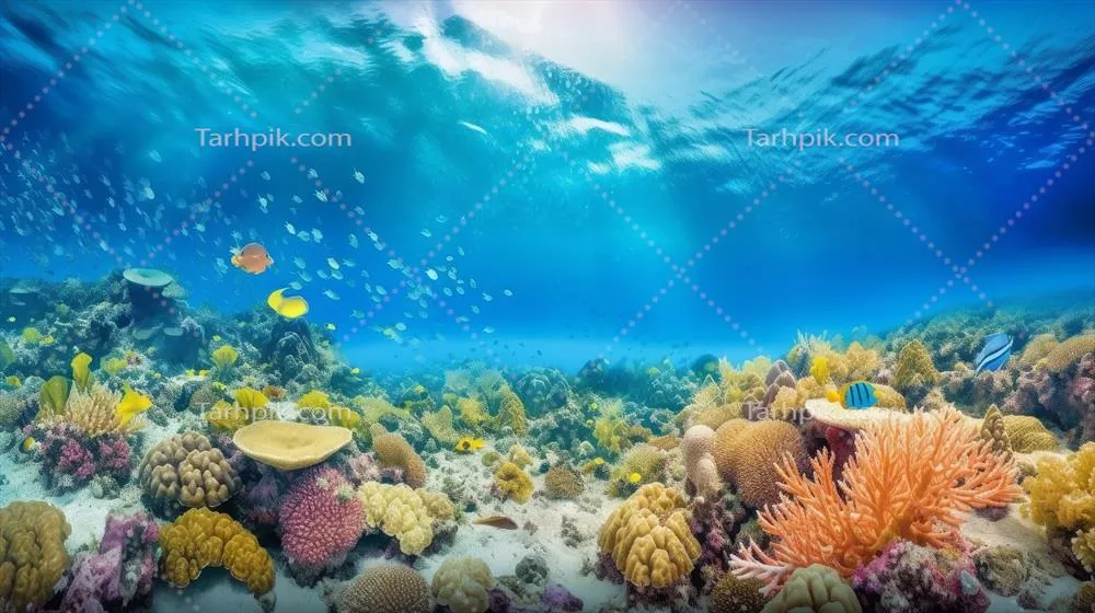 تصویری از پس‌زمینه مرجان‌های دریایی با استفاده از هوش مصنوعی و تولید generative