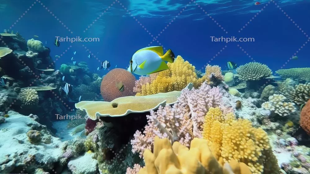 جانداران رنگارنگ زیستگاه زیر آب و اکو سیستم دریایی استوایی