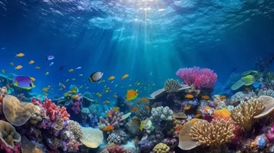 تصویری زیبا از دنیای زیر دریا: بوم‌نماهای بسیار عریض از مرجان‌های دریایی در عمق اقیانوس آبی