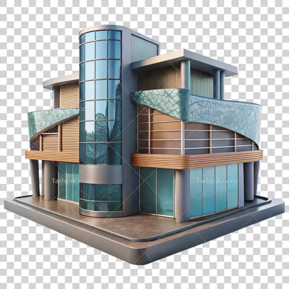 معماری مدرن و خلاقانه با طراحی ابسترکت و پس‌زمینه شفاف