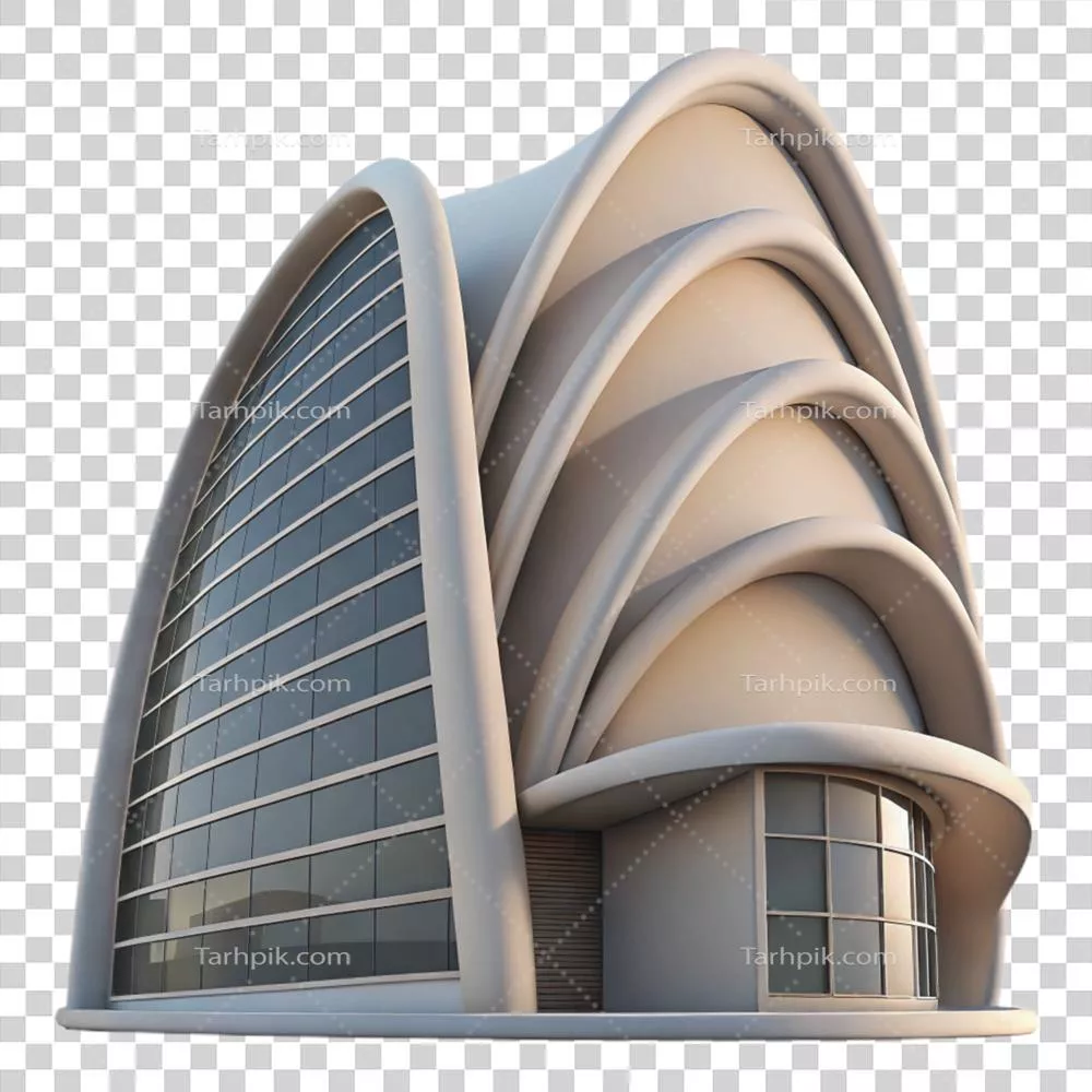 برج مدرن و کلاسیک با طراحی منحنی و شفاف در معماری معاصر