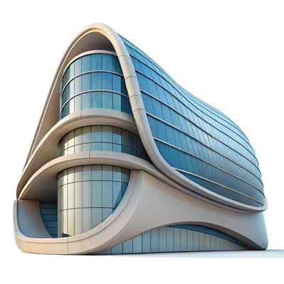 معماری مدرن با طراحی منحنی و انتزاعی: ساختمانهای شفاف و دراماتیک