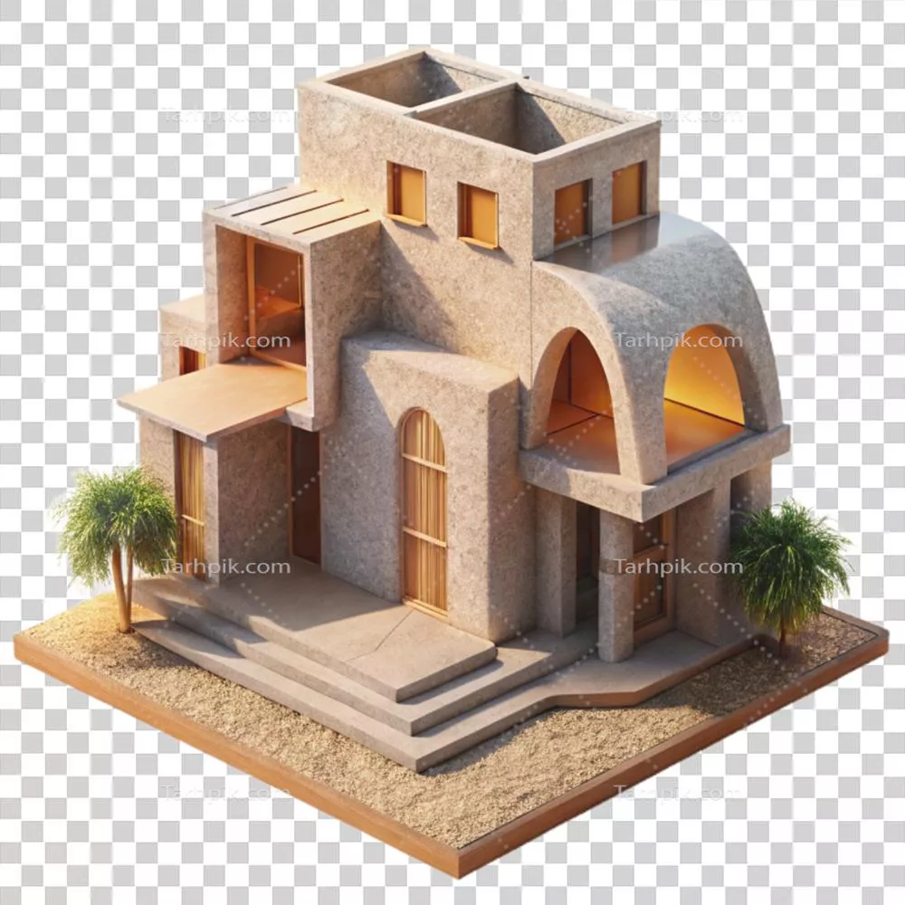 معماری کلاسیک پایدار و خیره کننده با نور خورشید در فضای ایزوله
