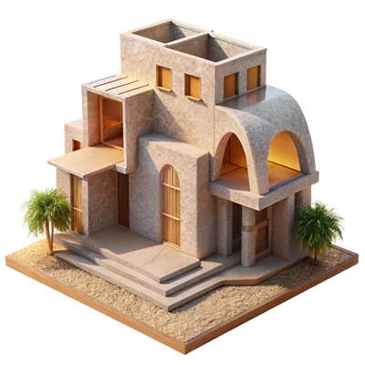 معماری کلاسیک پایدار و خیره کننده با نور خورشید در فضای ایزوله