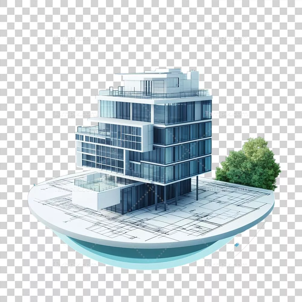 مدل طراحی معماری ساختمانی مدرن 3D با برنامه ریزی اکولوژیک برای خانه های شیشه ای در شهر