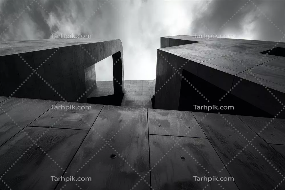 زیر آسمان پر ابر و تاریک، زوایای انتزاعی معماری