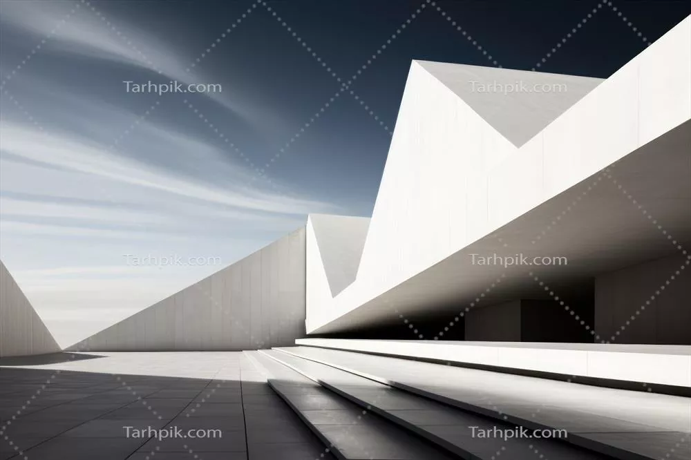 طراحی مدرن با خطوط هندسی انتزاعی در چشم انداز معماری مینیمالیستی